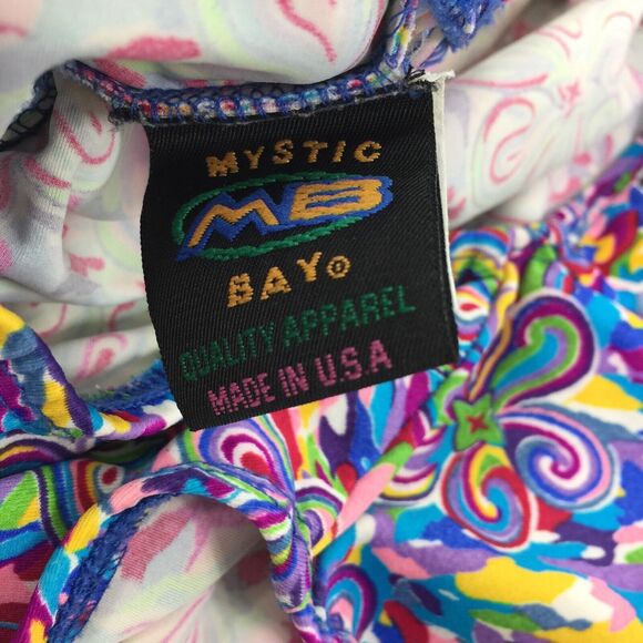 Vintage Mystic Bay Floral Print One Piece Swimsuit Size 9/10 Multicolor High Cut - Picture 5 of 9